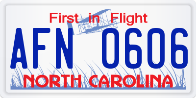 NC license plate AFN0606