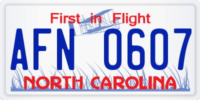NC license plate AFN0607