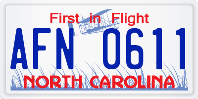 NC license plate AFN0611