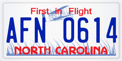 NC license plate AFN0614