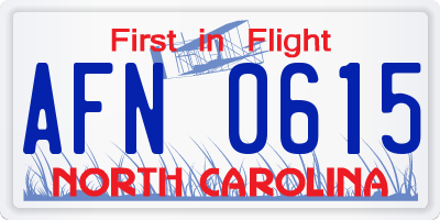 NC license plate AFN0615