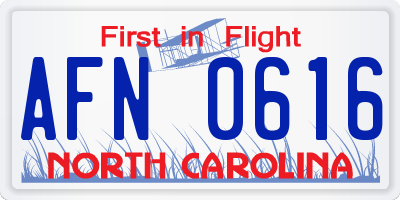 NC license plate AFN0616