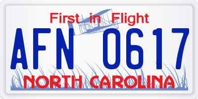 NC license plate AFN0617