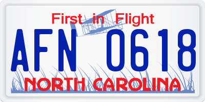 NC license plate AFN0618