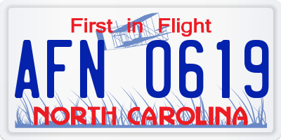 NC license plate AFN0619