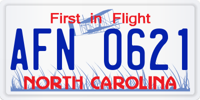 NC license plate AFN0621