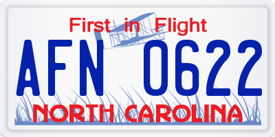 NC license plate AFN0622