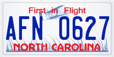 NC license plate AFN0627