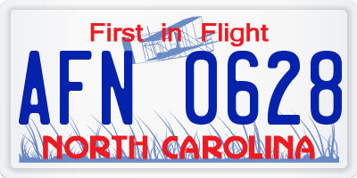 NC license plate AFN0628