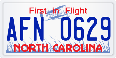 NC license plate AFN0629