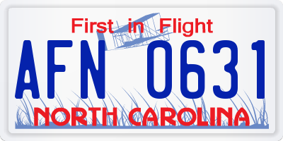NC license plate AFN0631