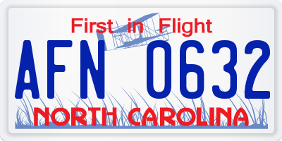 NC license plate AFN0632