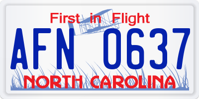 NC license plate AFN0637