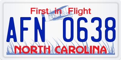 NC license plate AFN0638