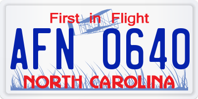 NC license plate AFN0640