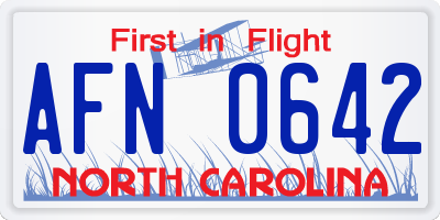 NC license plate AFN0642
