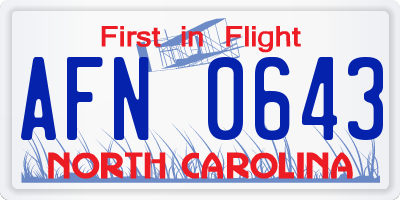 NC license plate AFN0643