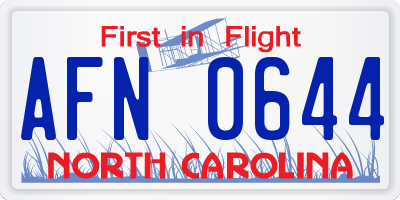NC license plate AFN0644