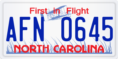 NC license plate AFN0645