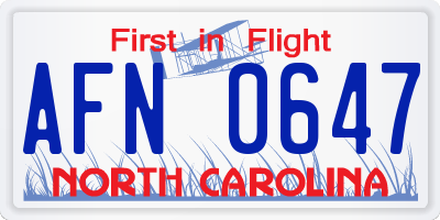 NC license plate AFN0647