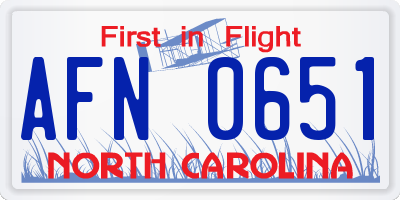 NC license plate AFN0651