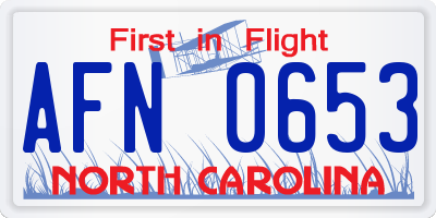 NC license plate AFN0653