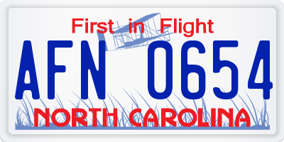 NC license plate AFN0654