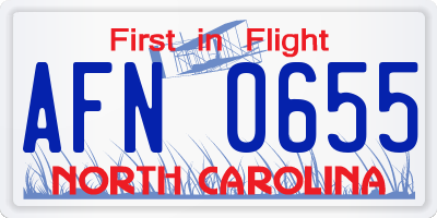 NC license plate AFN0655