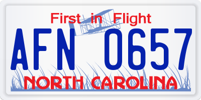 NC license plate AFN0657