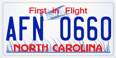 NC license plate AFN0660