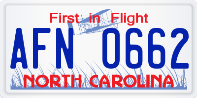NC license plate AFN0662
