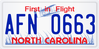 NC license plate AFN0663