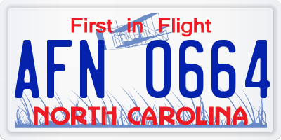 NC license plate AFN0664