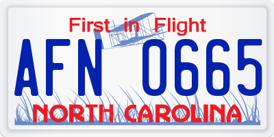 NC license plate AFN0665
