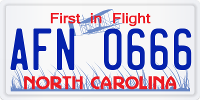 NC license plate AFN0666