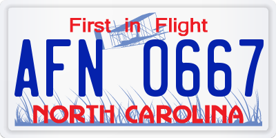 NC license plate AFN0667