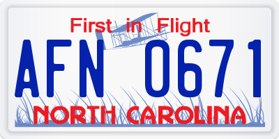 NC license plate AFN0671