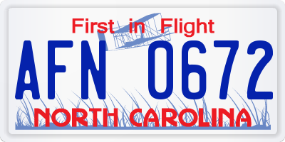NC license plate AFN0672