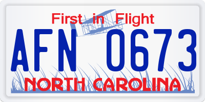 NC license plate AFN0673
