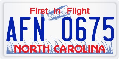 NC license plate AFN0675