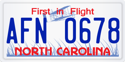 NC license plate AFN0678