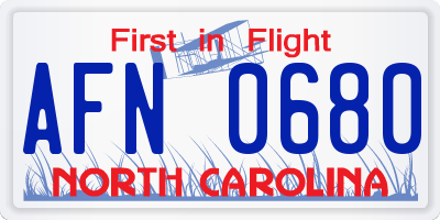 NC license plate AFN0680