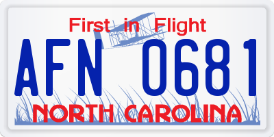 NC license plate AFN0681