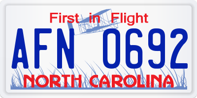 NC license plate AFN0692