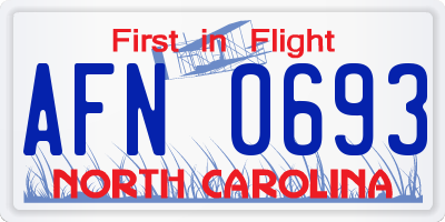 NC license plate AFN0693