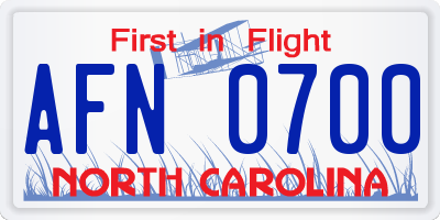 NC license plate AFN0700