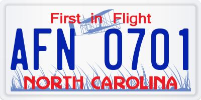 NC license plate AFN0701