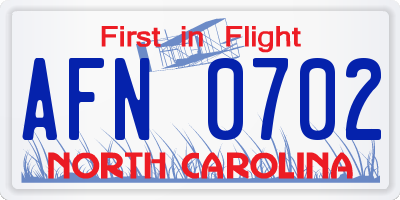 NC license plate AFN0702