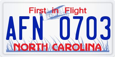 NC license plate AFN0703
