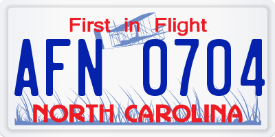 NC license plate AFN0704